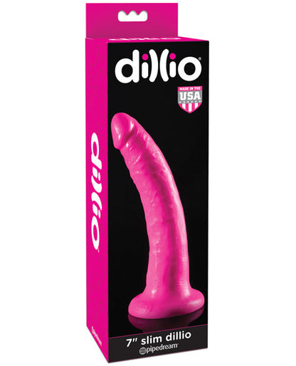 Dillio 7" Godemichet Rose Fin et Élancé | Godemichet à Ventouse | Grand Godemichet