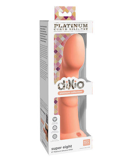 Gros godemichet Dillio Platinum | Gros godemichet de 20 cm | Godemichet Super Silicone | Godemichet ventouse pêche