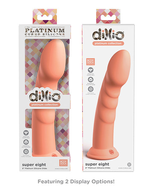 Gros godemichet Dillio Platinum | Gros godemichet de 20 cm | Godemichet Super Silicone | Godemichet ventouse pêche