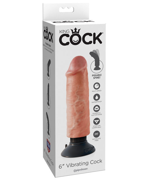 King Cock 6" Dildo Grande | Dildo Vibrador | Dildo con Ventosa Color Carne | Dildo Grande