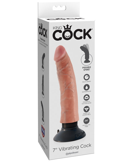 Dildo grande de 7" King Cock | Dildo vibrador | Dildo con ventosa de carne | Dildo grande