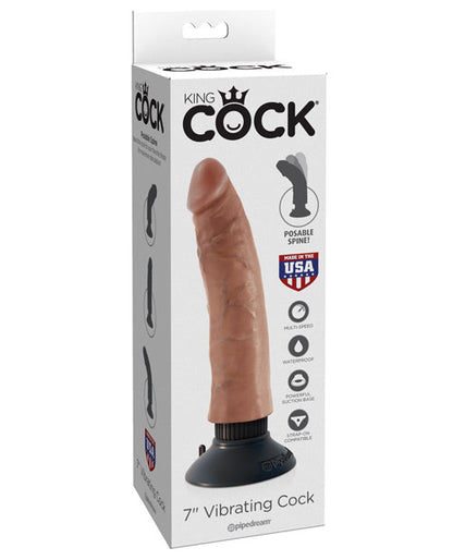 King Cock 7" Pene Vibrador - Tostado