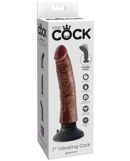 King Cock Dildo grande de 7 pulgadas | Dildo vibrador | Dildo de ventosa marrón | Dildo grande