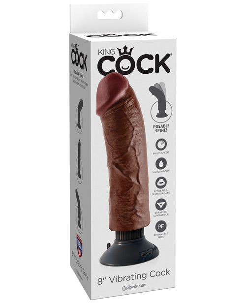 King Cock 8" Dildo Grande | Dildo Vibrador | Dildo de Ventosa Marrón | Dildo Grande
