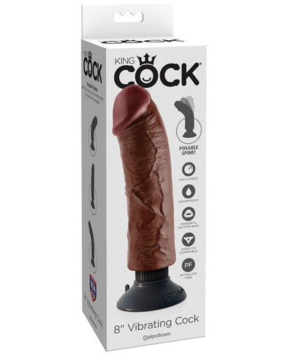 King Cock 8" Dildo Grande | Dildo Vibrador | Dildo de Ventosa Marrón | Dildo Grande