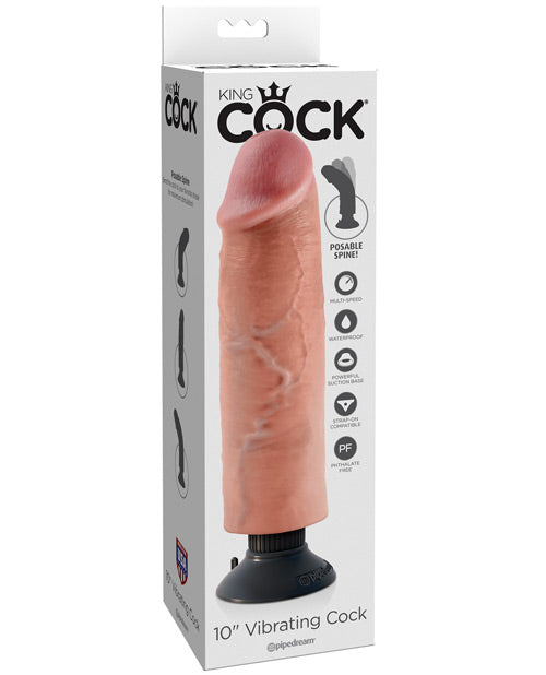Gran dildo King Cock de 25 cm | Dildo vibrador | Dildo de carne con ventosa | Dildo grande y posable