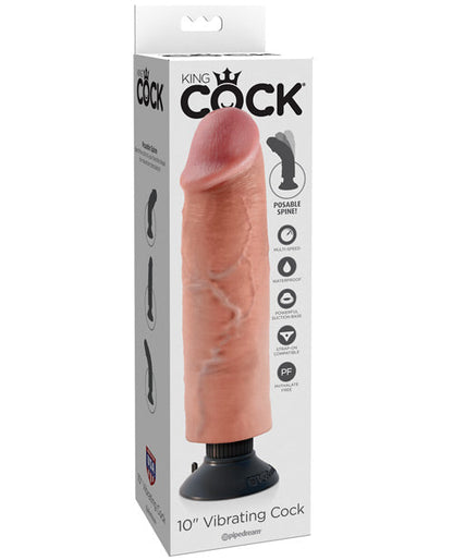 Gran dildo King Cock de 25 cm | Dildo vibrador | Dildo de carne con ventosa | Dildo grande y posable