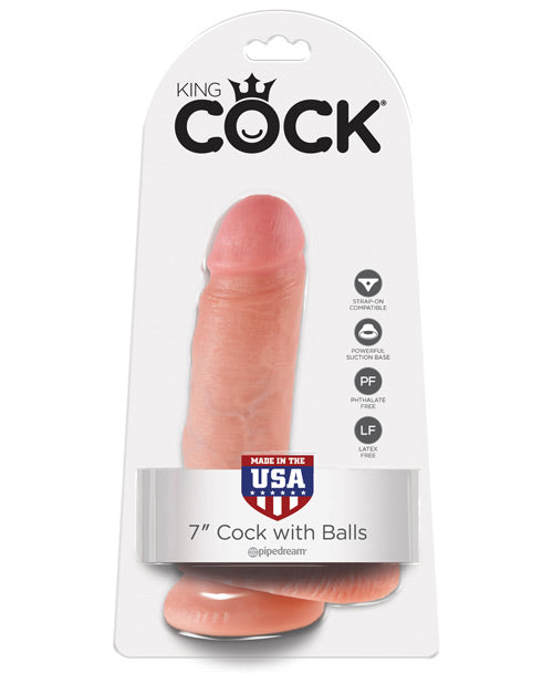 Dildo King Cock de 7" con bolas | Dildo con ventosa de carne | Dildo realista | Dildo grande