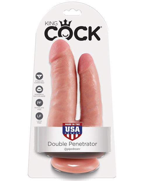 King Cock Dildo Realista | Dildo Doble Penetrador Grande | Dildo de Carne con Ventosa