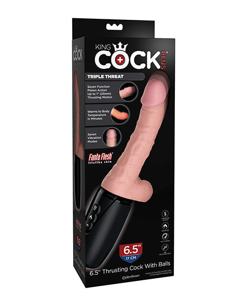 King Cock Plus Pénis vibrant, chauffant et propulseur Triple Threat de 6,5 po