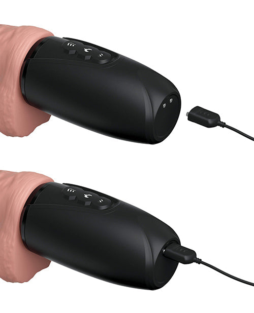 Pene de triple amenaza King Cock Plus con función de empuje, calentamiento y vibración de 16,5 cm