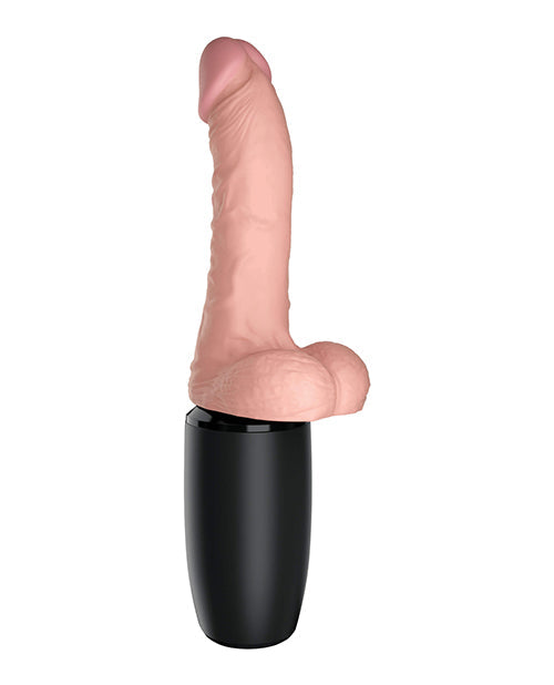 Pene de triple amenaza King Cock Plus con función de empuje, calentamiento y vibración de 16,5 cm