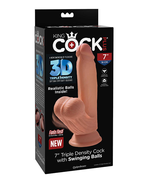 King Cock Plus Gros Godemichet de 17,8 cm | Godemichet Réaliste à Triple Densité | Godemichet Balancier avec Couilles Tan Grande Taille