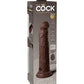 King Cock Elite Pene Vibrador de Silicona de Doble Densidad de 23 cm con Control Remoto - Marrón