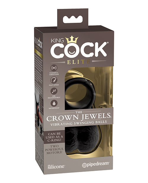 King Cock Elite Les joyaux de la couronne - Testicules vibrants et oscillants - Noir