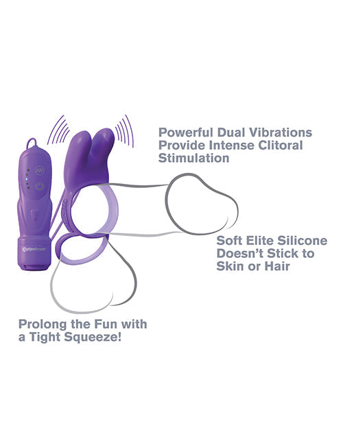 Anneau vibrant double Teazer de Fantasy C-Ringz - Violet