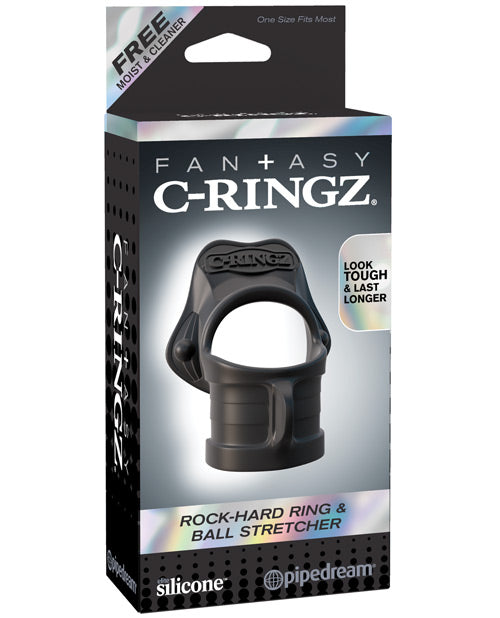 Anillo y estirador de bolas Fantasy C-Ringz Rock Hard - Negro