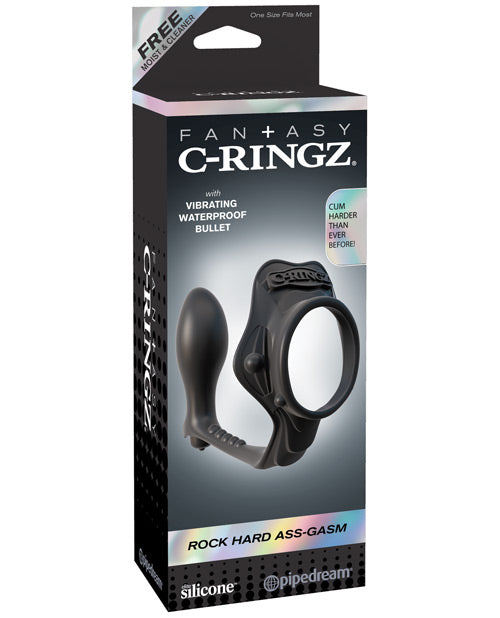 Anneaux vibrants pour verge et testicules Fantasy C-Ringz Rock Hard Ass-Gasm - Noir