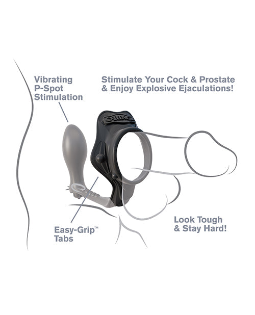 Anneaux vibrants pour verge et testicules Fantasy C-Ringz Rock Hard Ass-Gasm - Noir