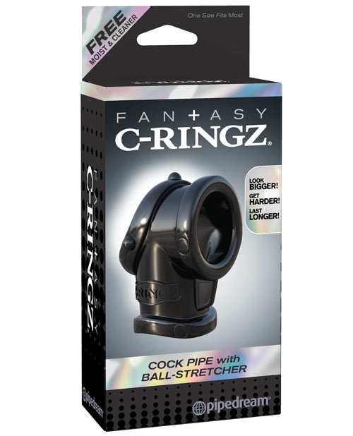 Anillo para pene Fantasy C-Ringz con extensor de testículos - Negro