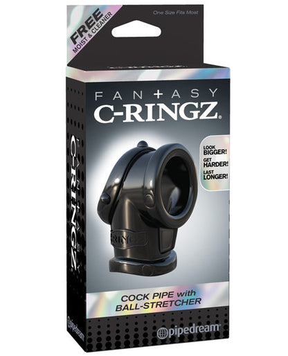 Anillo para pene Fantasy C-Ringz con extensor de testículos - Negro