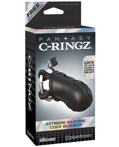 Anillo en C de fantasía C-Ringz bloqueador de pene de silicona extrema - Negro