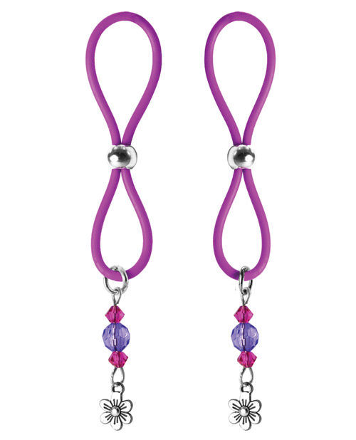 Bijoux de Nip Nipple Halos Charm de Flor - Morado