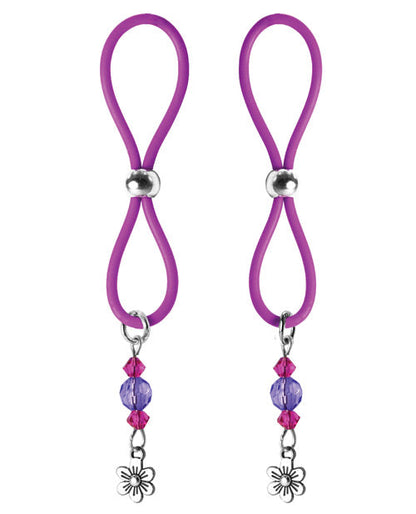 Bijoux de Nip Nipple Halos Charm de Flor - Morado