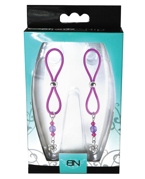 Bijoux de Nip Nipple Halos Charm de Flor - Morado
