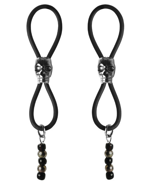 Joyas de aureola para pezones Bijoux de Nip - Slider Calavera Negra - Negro/Plateado