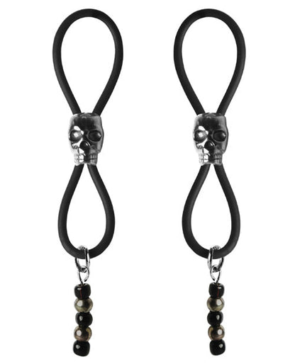 Joyas de aureola para pezones Bijoux de Nip - Slider Calavera Negra - Negro/Plateado