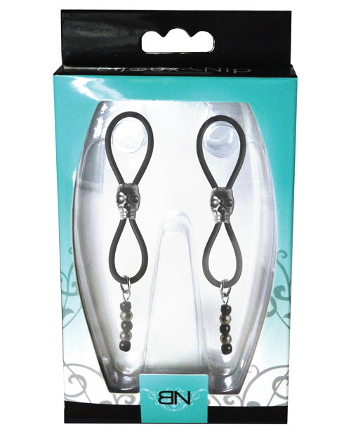 Joyas de aureola para pezones Bijoux de Nip - Slider Calavera Negra - Negro/Plateado