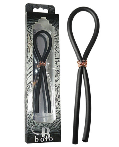 Bolo Lasso en silicone avec anneau coulissant Rose Gold Crown - Noir