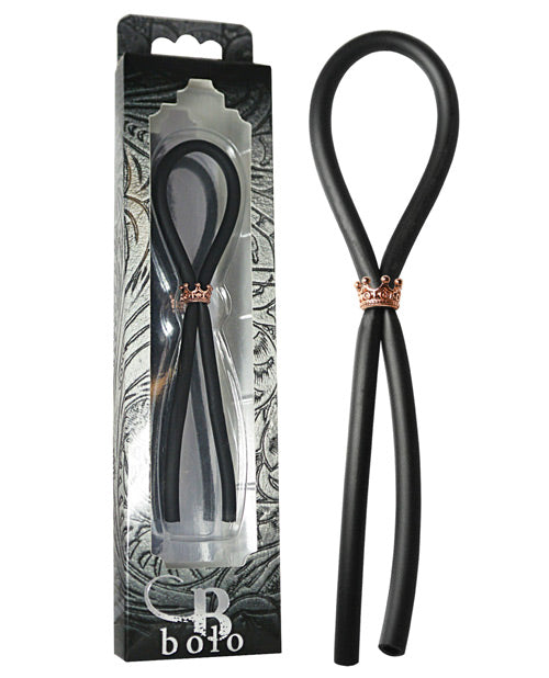 Bolo Lasso en silicone avec anneau coulissant Rose Gold Crown - Noir