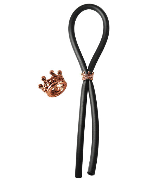 Bolo Lasso en silicone avec anneau coulissant Rose Gold Crown - Noir