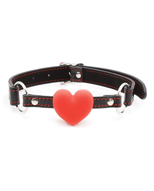Bâillon Plesur Heart avec cœurs rouges - Noir