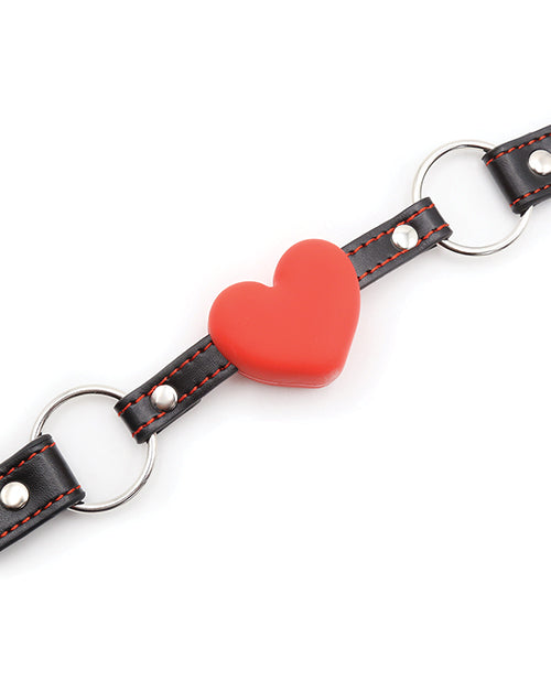 Bâillon Plesur Heart avec cœurs rouges - Noir
