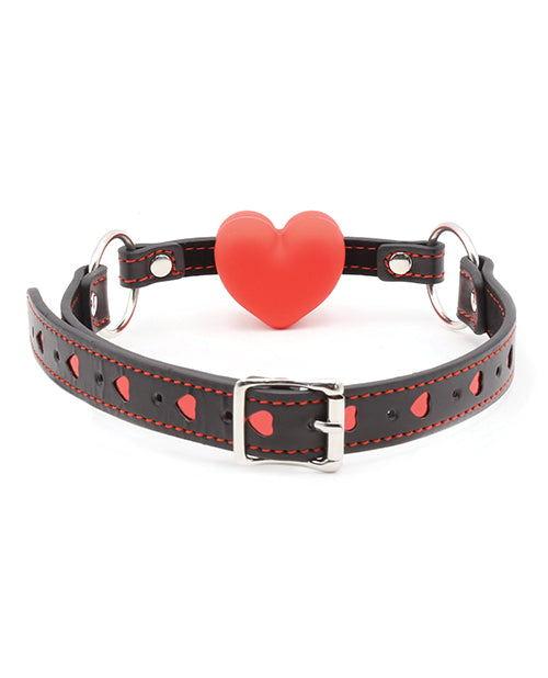 Bâillon Plesur Heart avec cœurs rouges - Noir