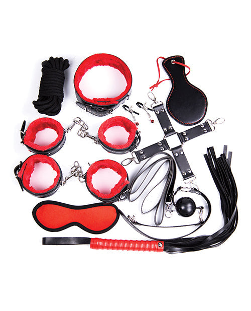 Kit de Bondage Plesur Deluxe - Negro/Rojo
