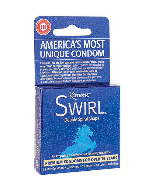 Preservativos Kimono Swirl forma de doble espiral - Paquete de 3
