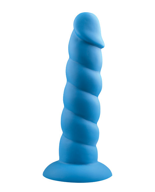 Gode réaliste Rock Candy | Gros gode Suga Daddy de 17,7 cm | Gode en silicone | Gode ventouse bleu