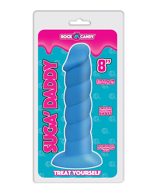 Godemichet réaliste Rock Candy | Gros godemichet Suga Daddy 20 cm | Godemichet en silicone bleu à ventouse