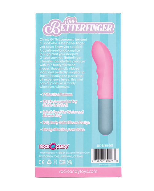 Vibrador de punto G Rock Candy | Vibrador pequeño Betterfinger 7x | El mejor vibrador texturizado rosa gris para mujeres
