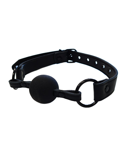 Bâillon Boule en Cuir Rouge - Noir avec Noir