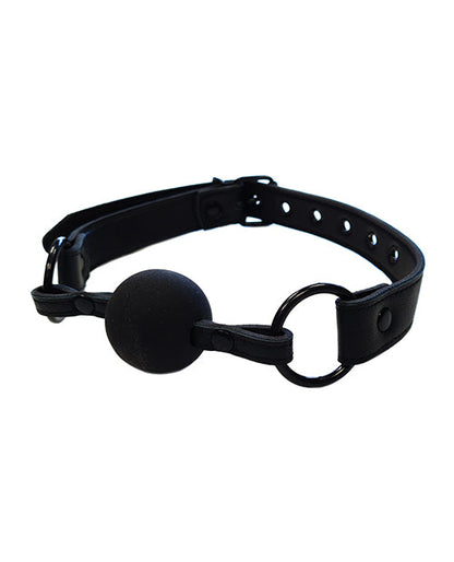 Bâillon Boule en Cuir Rouge - Noir avec Noir
