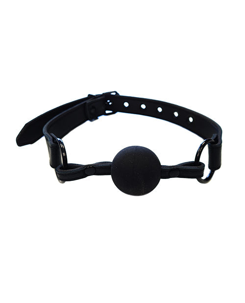 Bâillon Boule en Cuir Rouge - Noir avec Noir