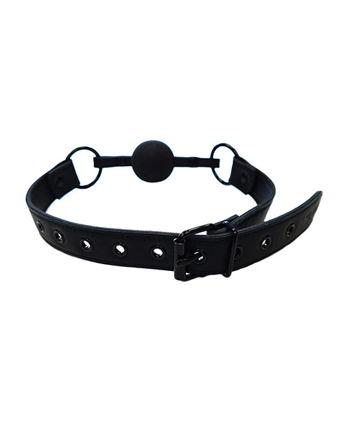 Bâillon Boule en Cuir Rouge - Noir avec Noir