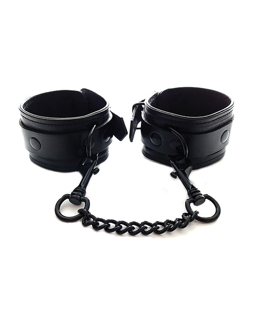 Menottes de cheville en cuir rouge - Noir avec Noir