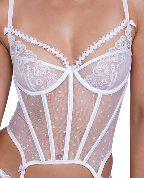 Bustier et string brodés Forever Yours Blanc XL