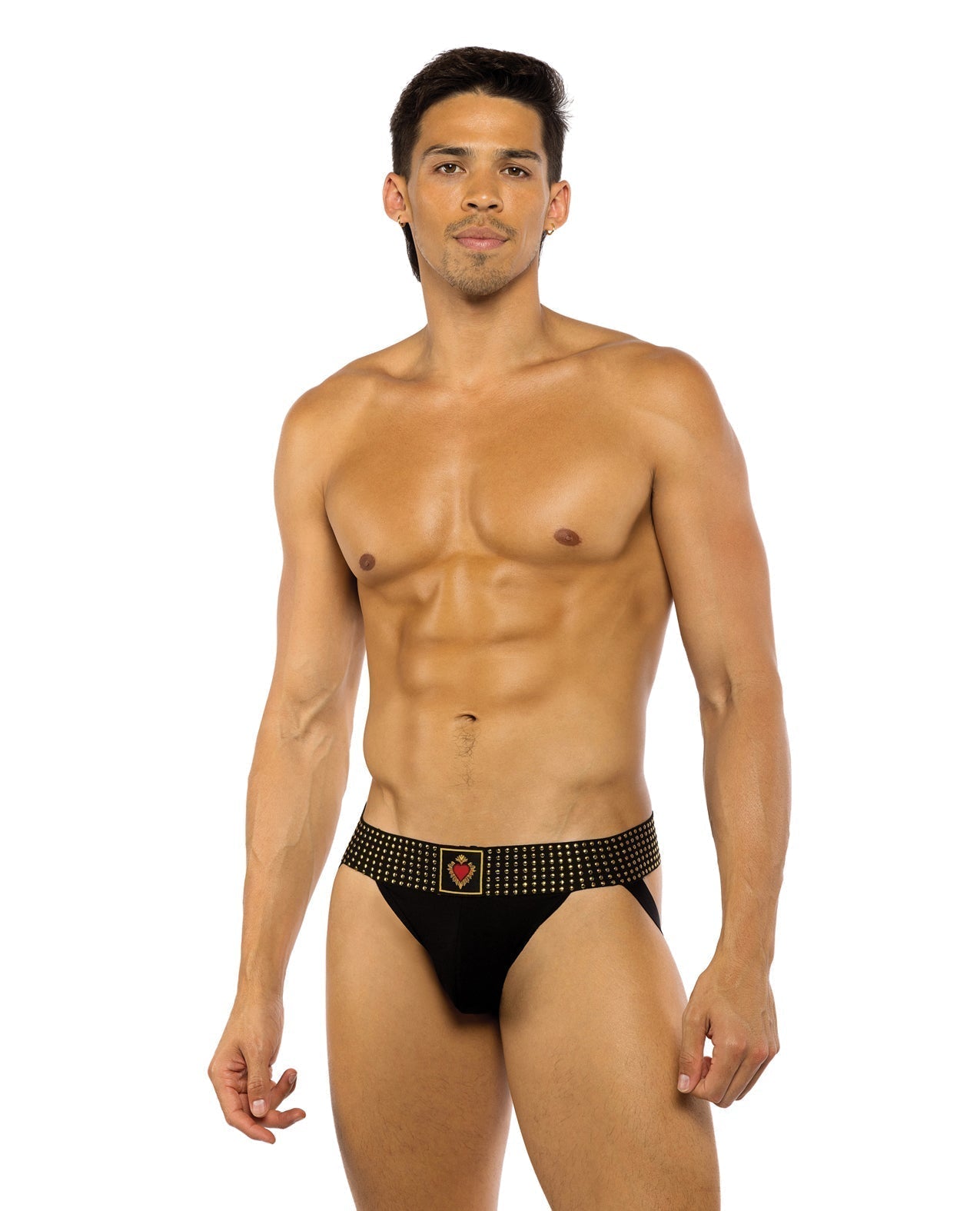 Jockstrap Sacré-Cœur avec pochette profilée et ceinture élastique cloutée - Noir M
